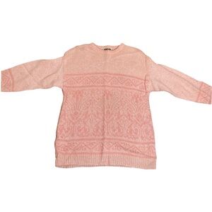 80s Nordic Pink Sweater Size L